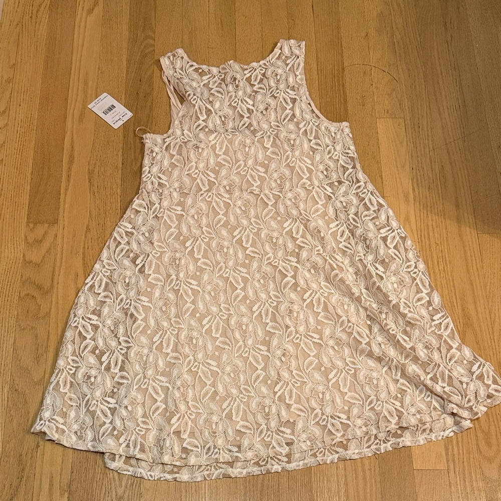 Free People NWT Alabaster Lace Mini Dress size large - Picture 4 of 7